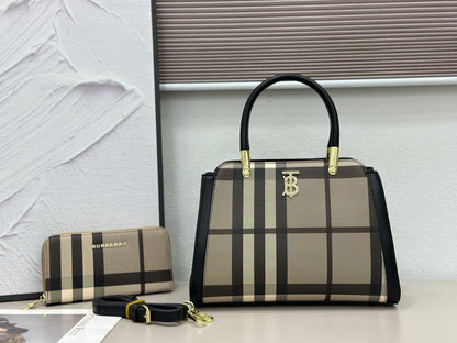 Plaid Top-Handle Satchel Bag